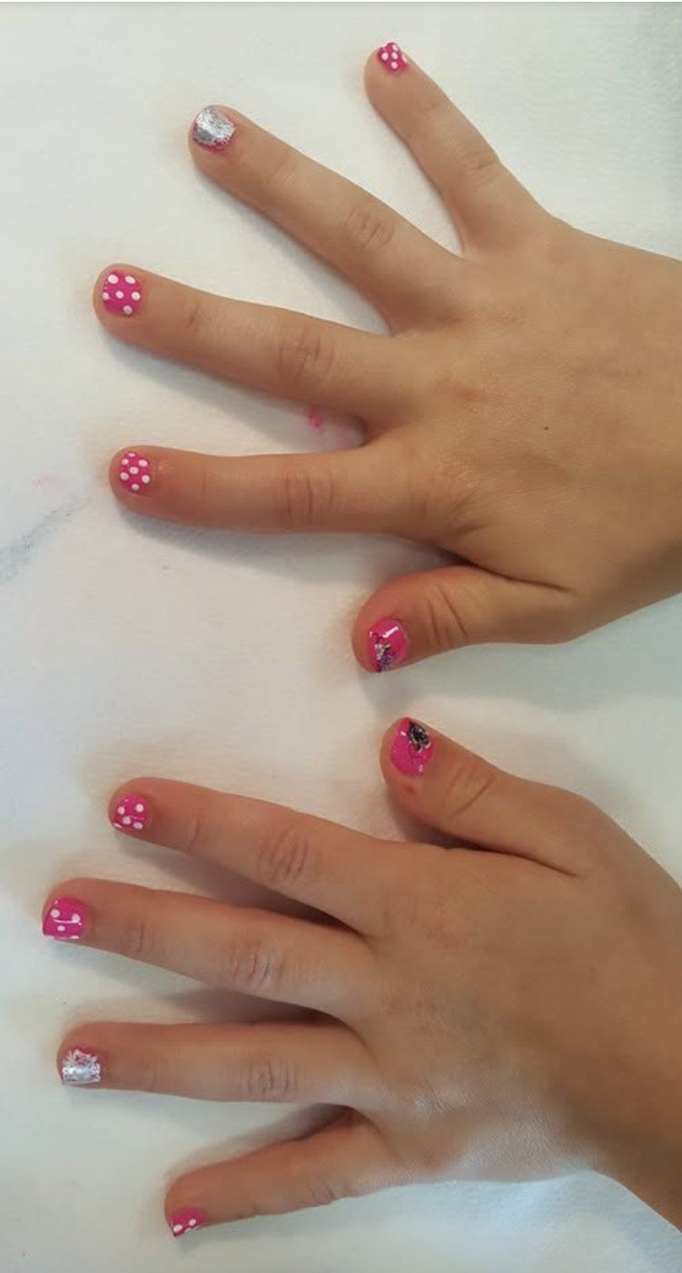 Pink polka dot nail art